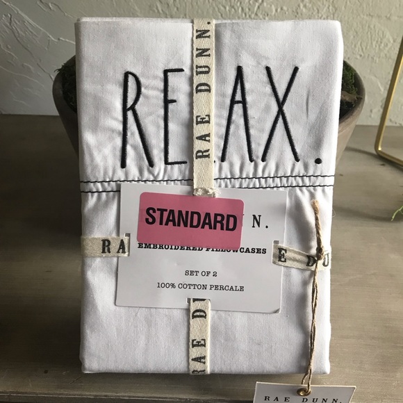 Rae Dunn Other - Rae Dunn pair of white embroidered standard cases